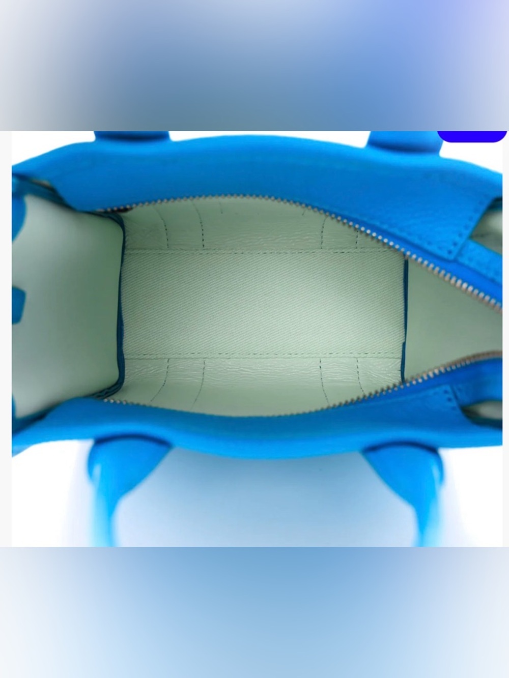 NWT Marc Jacobs Micro The Tote Bag in Scuba/Pool Blue, Leather - Picture 4 of 7